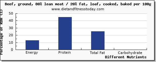 chart to show highest energy in calories in meatloaf per 100g